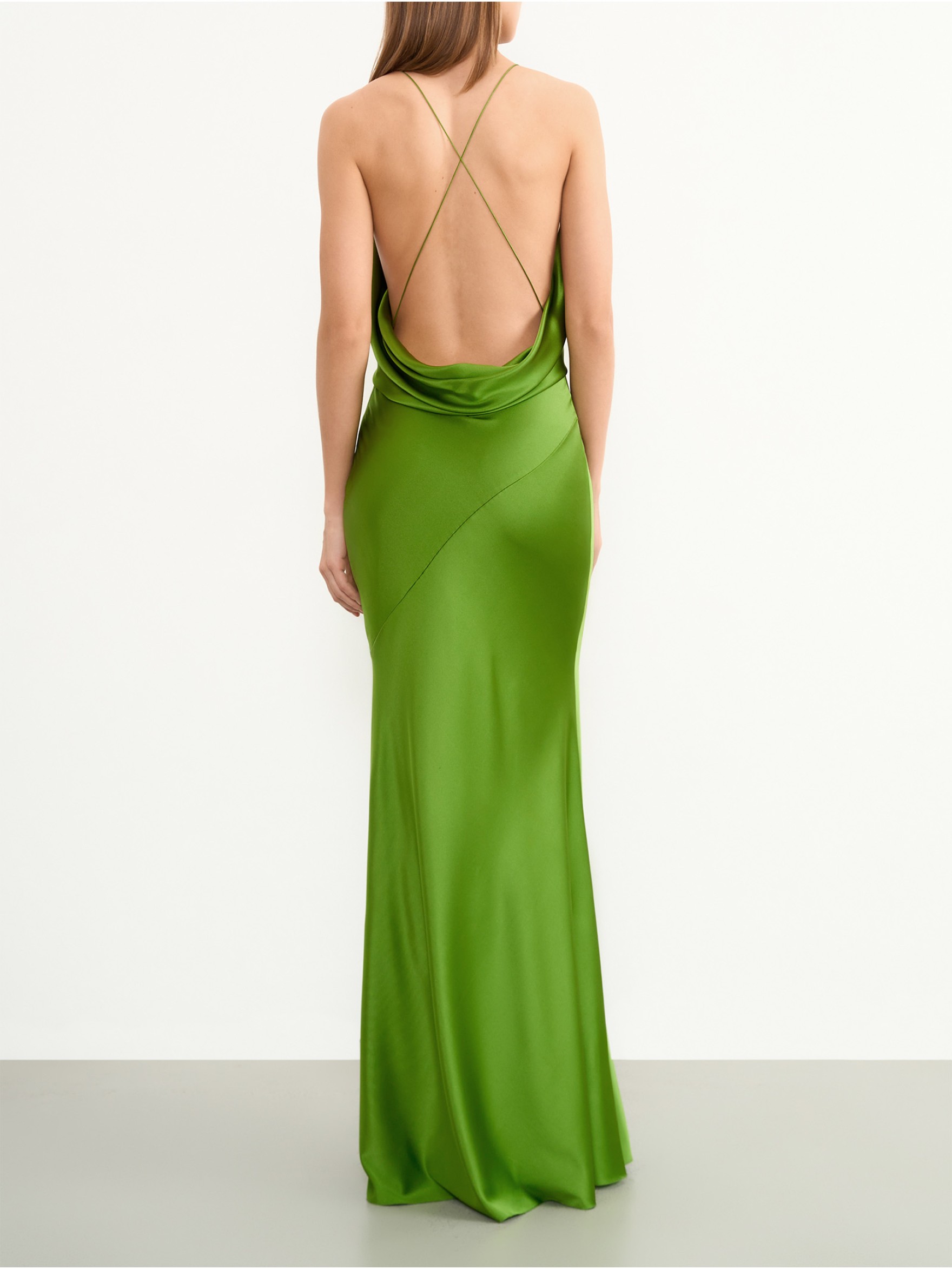 Платье макси из атласного шелка с драпировкой