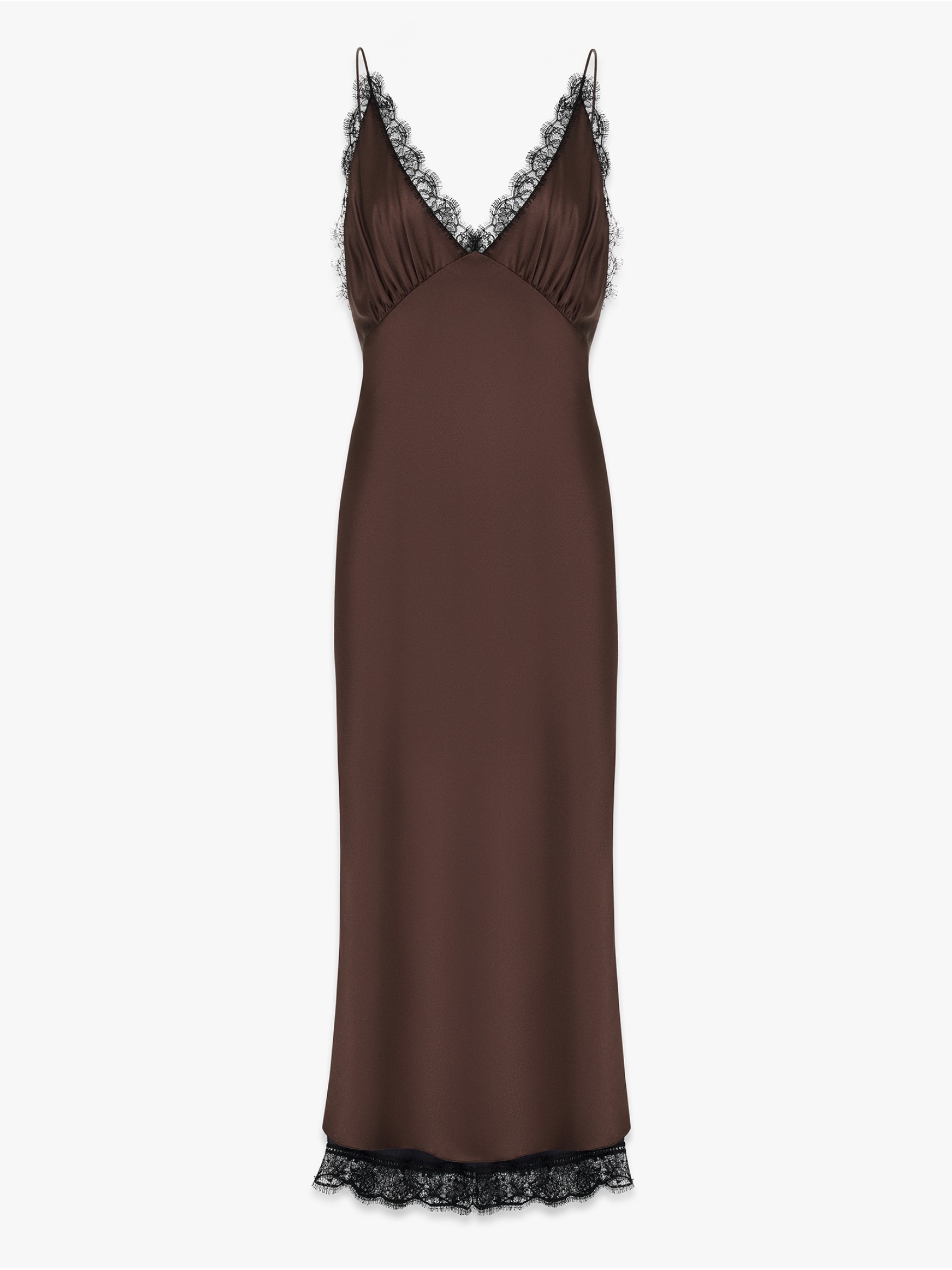 Миди платье комбинация из шелка и кружева 