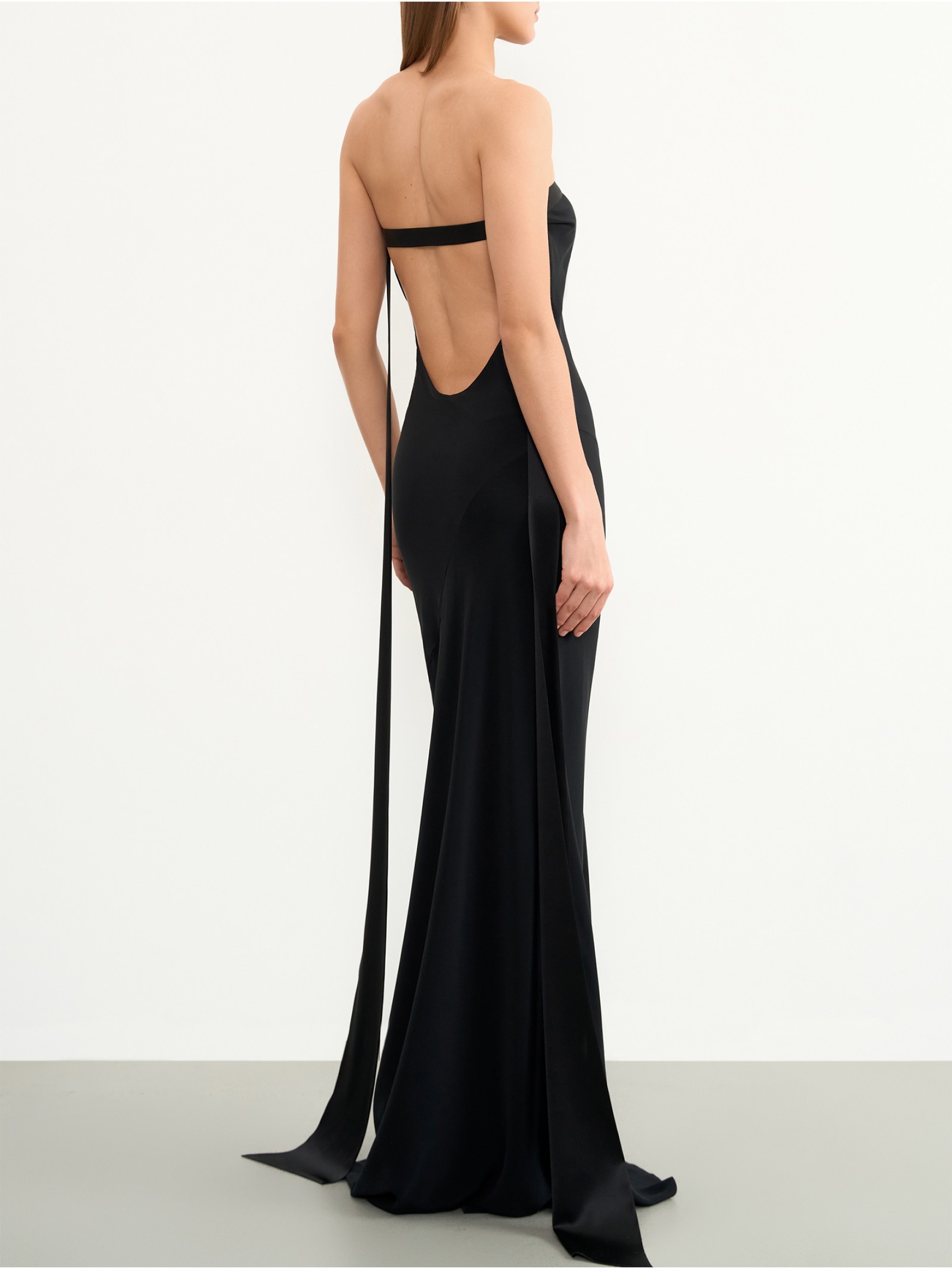 Платье макси бюстье с лентами