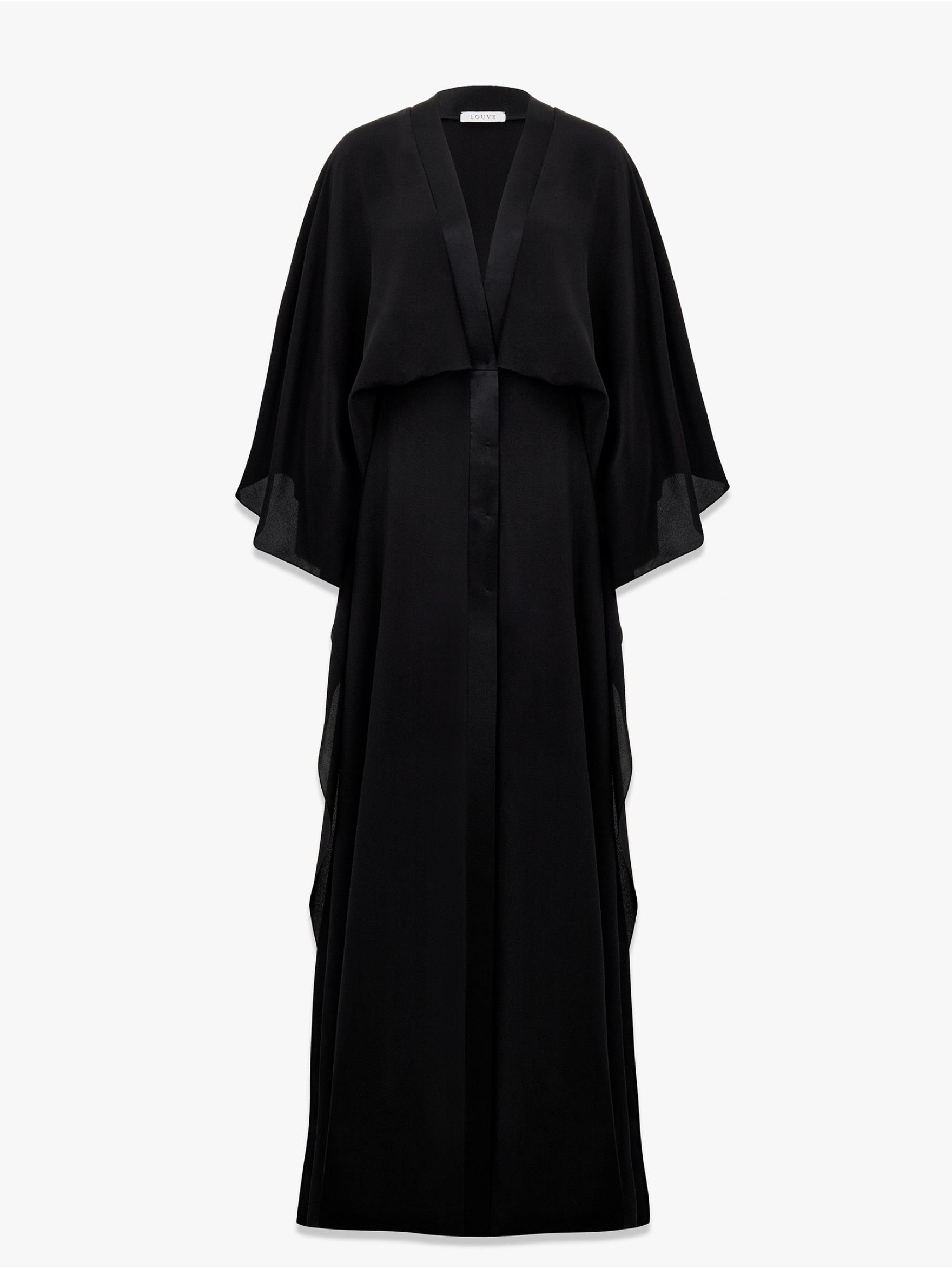 Платье макси кафтан из крепдешина и атласа