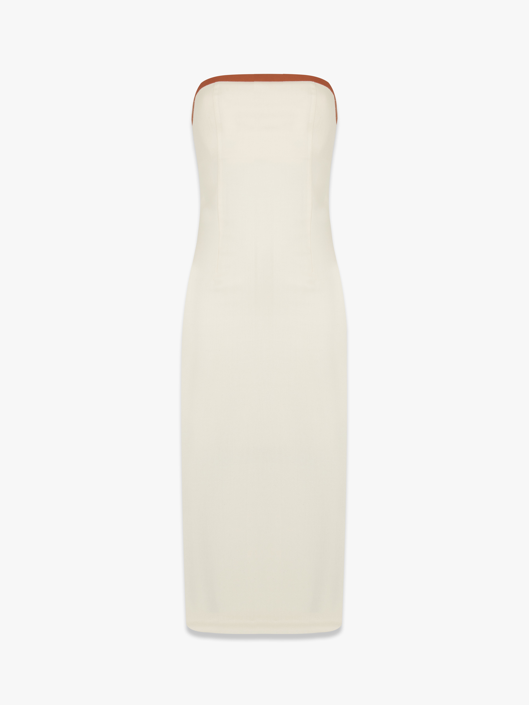 Платье миди бюстье из шерсти и кожи