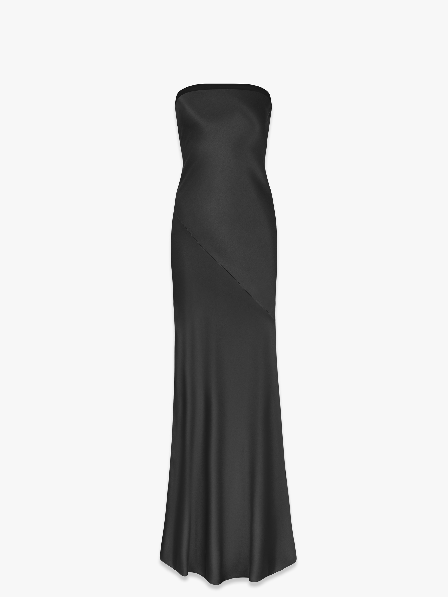 Макси платье-бюстье из атласного шелка и кожи 