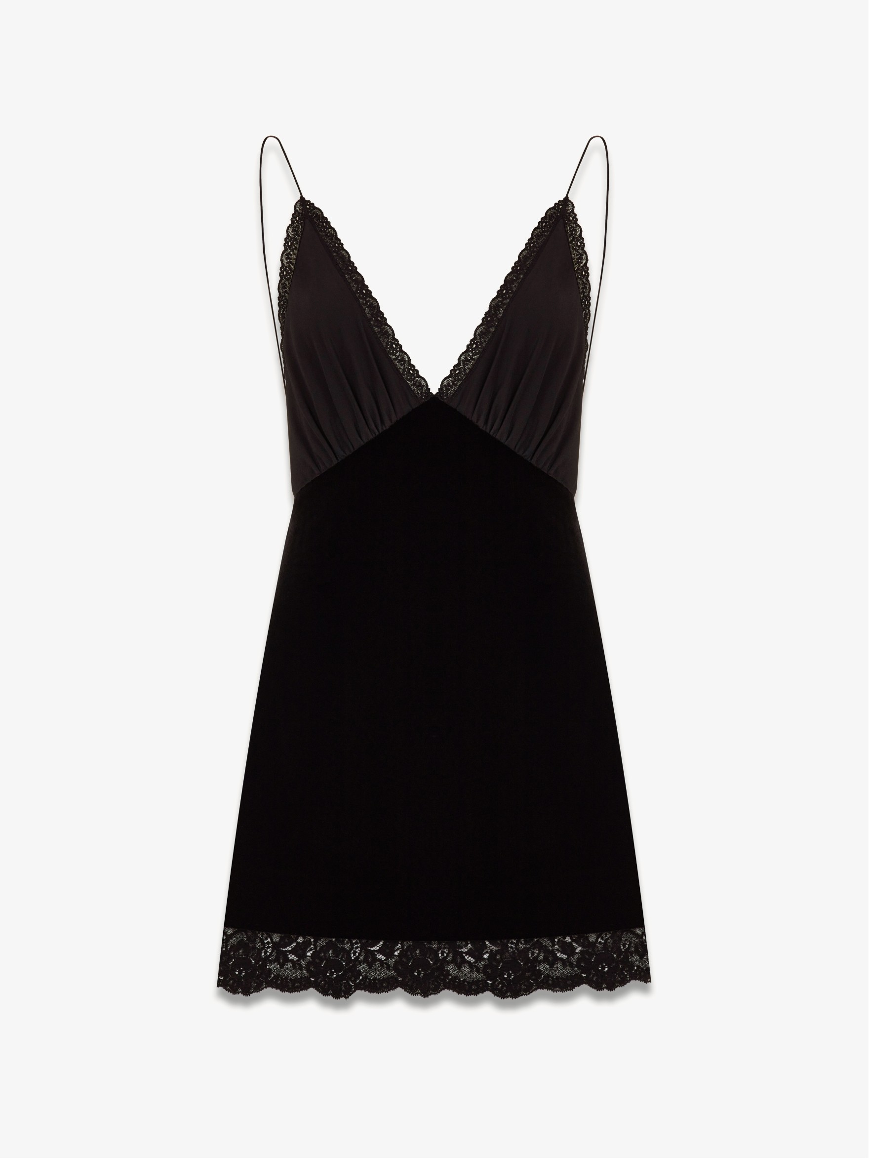 Платье мини из бархата и кружева