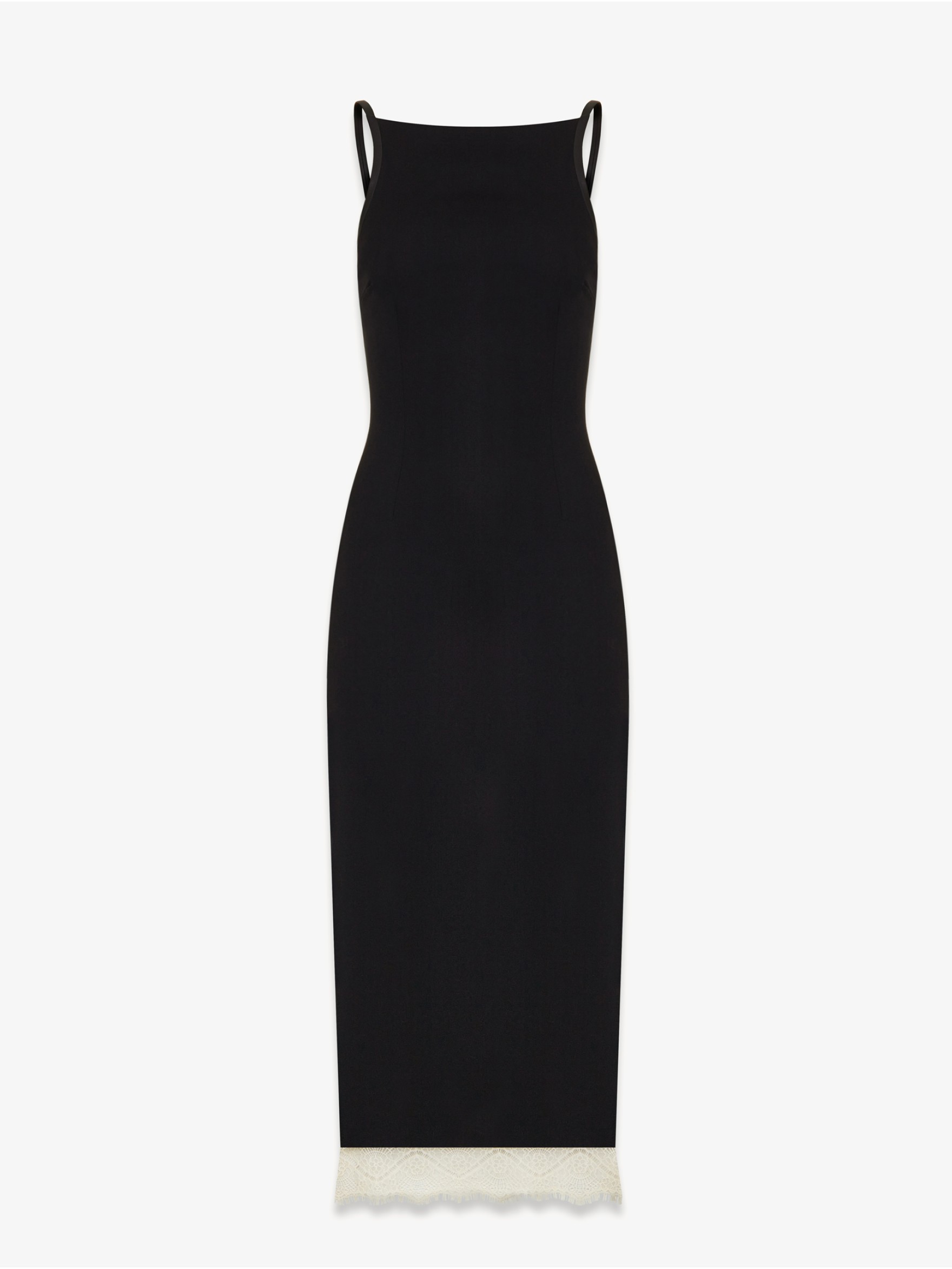 Платье миди из шерсти, кожи и кружева