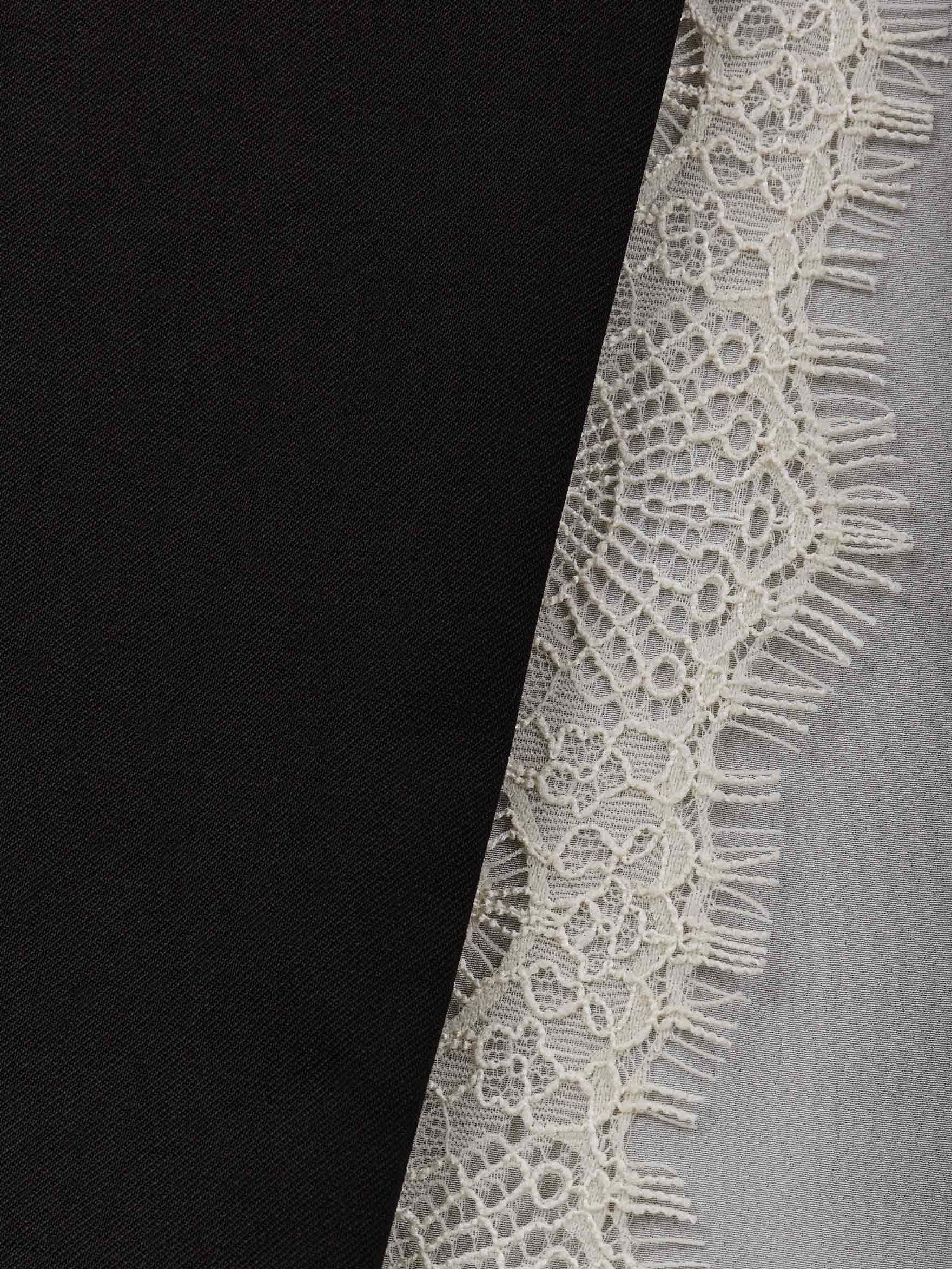 Платье миди из шерсти, кожи и кружева