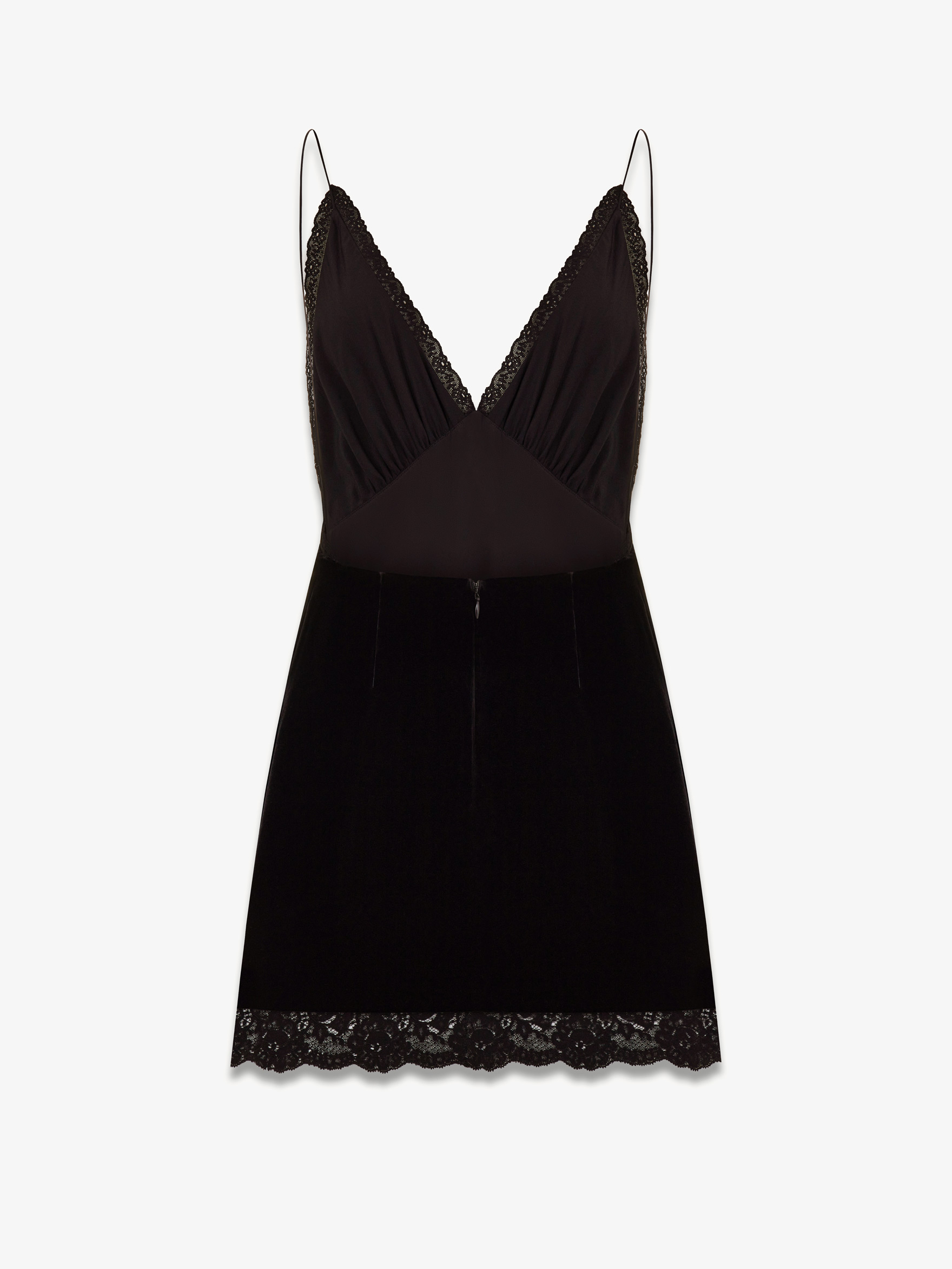 Платье мини из бархата и кружева