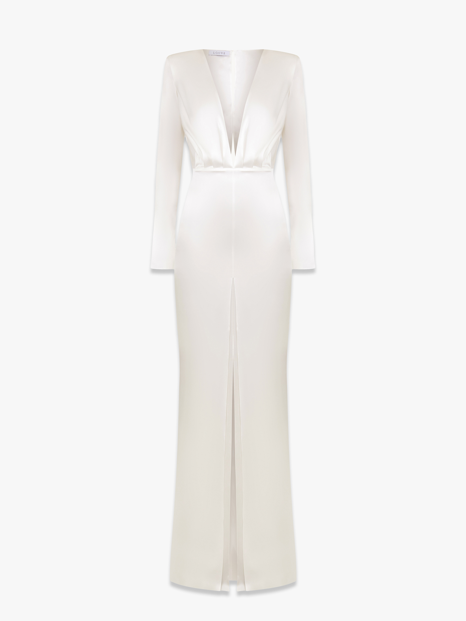 Платье из атласного шелка с глубоким вырезом