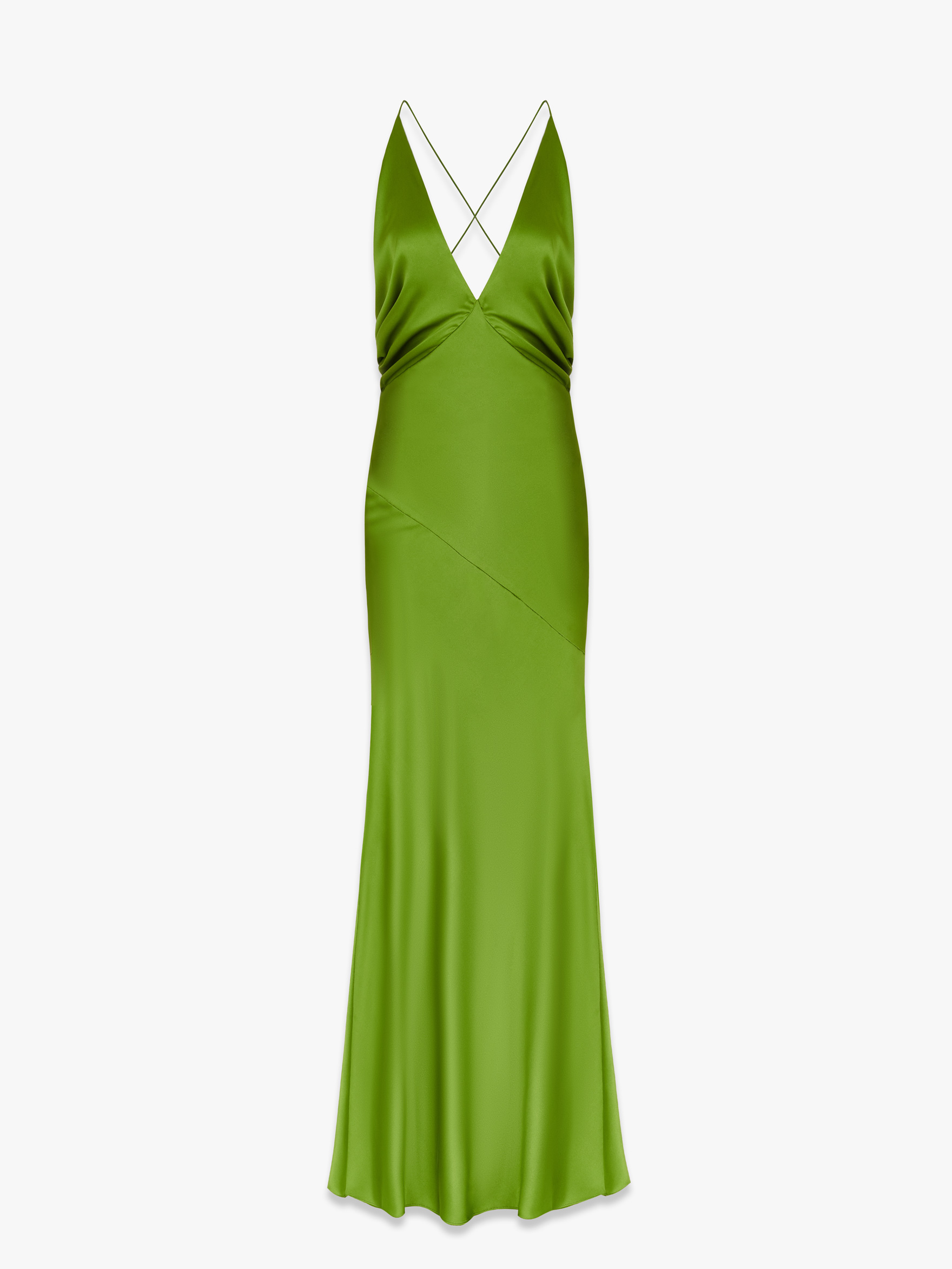 Платье макси из атласного шелка с драпировкой