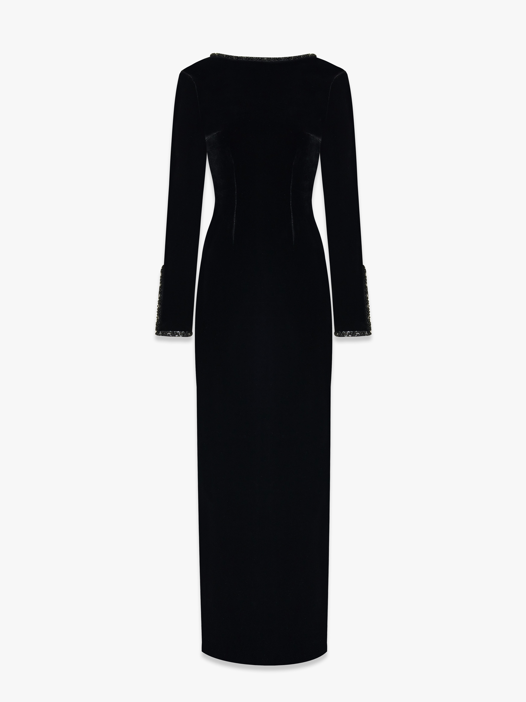 Макси платье из расшитого шелкового бархата