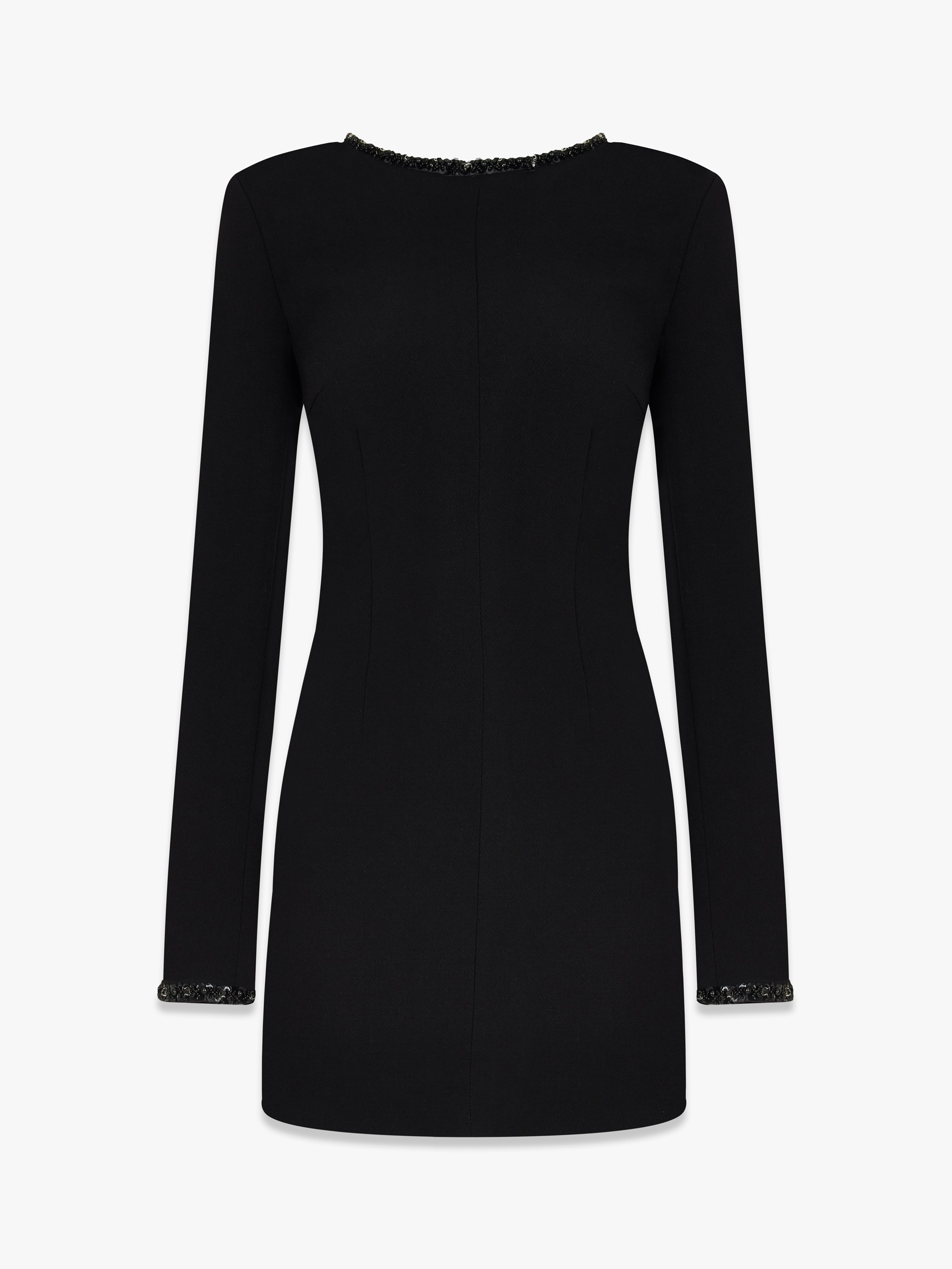Мини-платье с длинным рукавом из расшитой шерсти