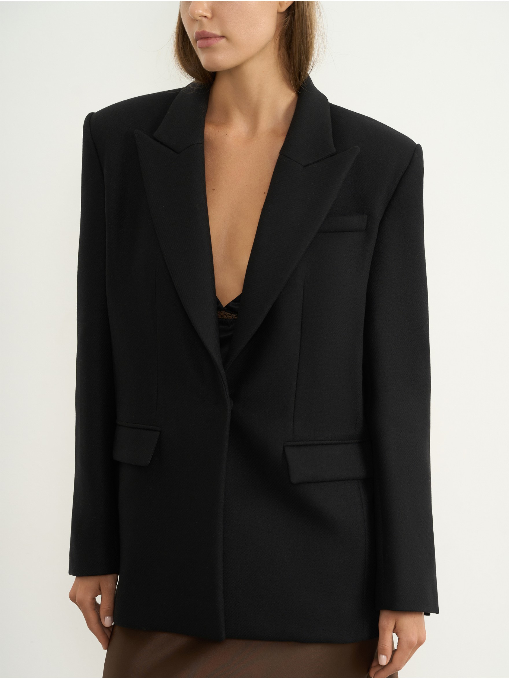 Однобортный жакет из пальтовой шерсти