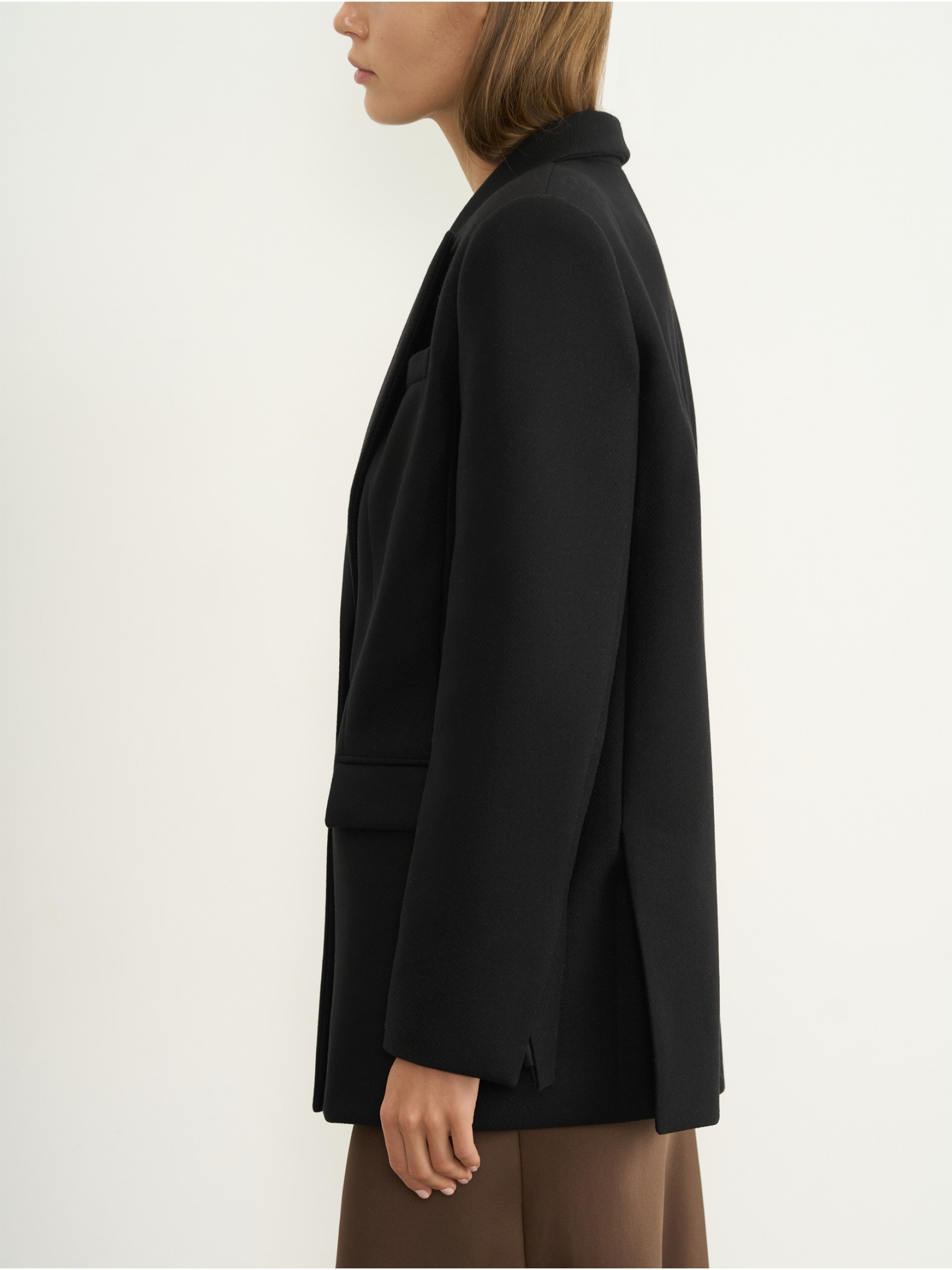 Однобортный жакет из пальтовой шерсти