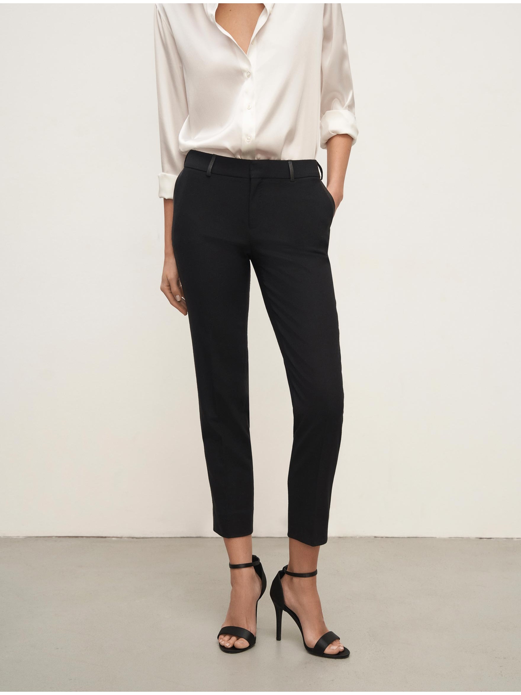 Брюки сигареты из шерсти из кожи