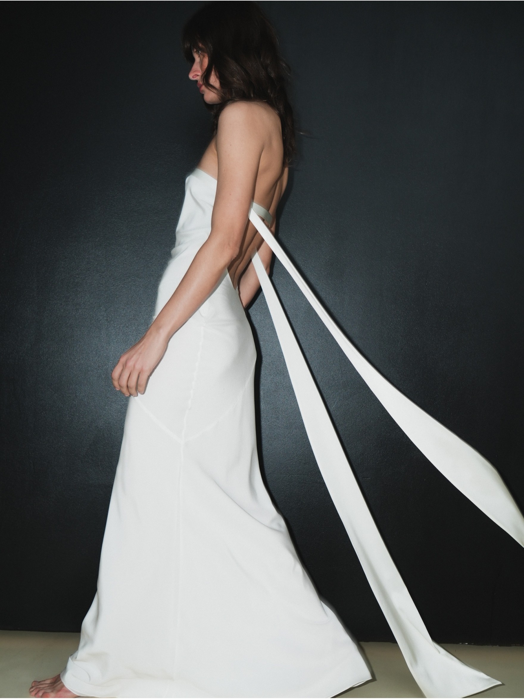 Платье макси бюстье с лентами